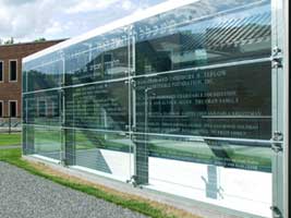 Glass panels part of Hebrew College donor recognition program