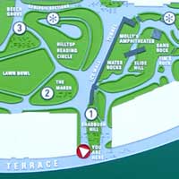 Tactile map designed by Coco Raynes Associates, Inc. in Teardrop Park, NYC. Zoom on the map.