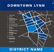 Downtown Lynn map part of the sign-system | CRA sign system design and consulting services