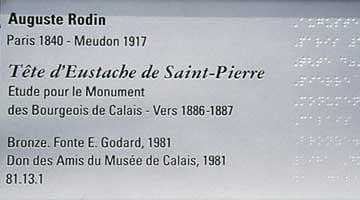 Museum Exhibit Design by Coco Raynes Associates, Inc. in Musee des Beaux Arts, Calais. Picture 9: Plaque with braille part of the museography