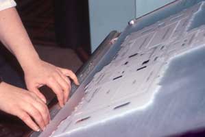 Museum Exhibit design by Coco Raynes Associates, Inc. in the Musee des Beaux Arts Valenciennes. Picture 2: A tactile map with Raynes Rail Audio and Braille Rail is part of the museography