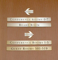 Wayfinding signage part of the ITT Sheraton Hotel branding, visual identity and sign system program | CRA Graphic Design