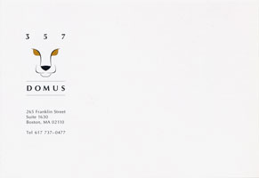 White logo part of CRA branding design for 357 Domus