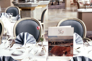 Brochure on table part of the Bosphorus Hotel branding and visual identity | CRA Graphic Design